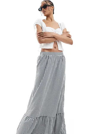 VERO MODA Maxi rok met gelaagde zoom en gingham ruitprint in