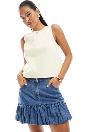 ASOS Rechtvallende denim hemdtop in botergeel