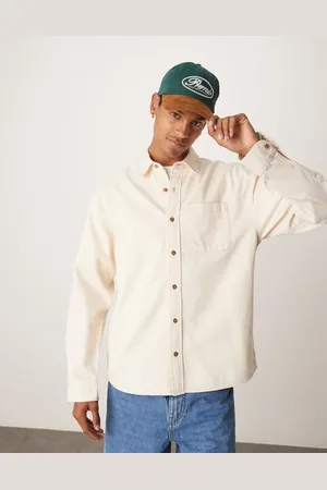 Abercrombie & Fitch Denim overhemd met lange mouwen in crème
