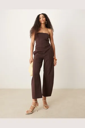 ASOS Joggingbroek met wijde pijpen en interlocknaden in chocoladebruin, deel van co-ord set