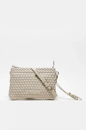 VALENTINO Valentino - Shantel - Geweven clutch tas met crossbody band in crème