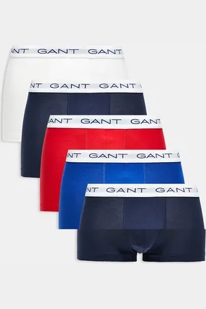 GANT Set van 5 boxershorts met logo op de tailleband in marineblauw, rood en