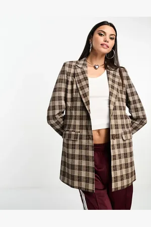 Heartbreak Slim-fit blazer van bengaline in geruit