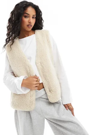 Object Bodywarmer van fleece zonder mouwen in crème