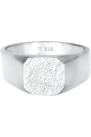Kuzzoi Eenvoudige vierkante zegelring van 925 sterling met matte textuur in zwart en