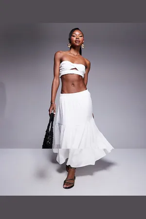 Princess Polly Set van bandeau crop top met gedraaide voorkant en maxirok met stroken in