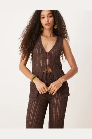 MANGO Gehaakte mouwloze top met gestrikte voorkant in , deel van co-ord set