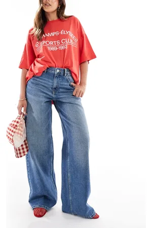 Pull&Bear Blauwe jeans met wijde pijpen