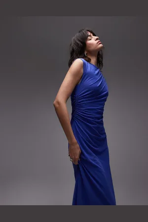 & OTHER STORIES Midi jurk van mesh met gedrapeerd detail in donkerblauw