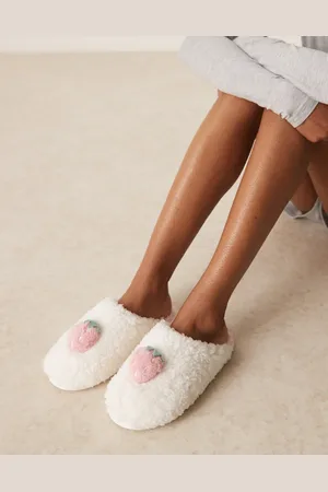 Boux Avenue Pantoffel muiltjes met aardbei in ivoorwit