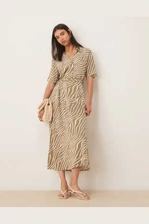JDY Midi overhemdjurk met gestrikte taille in zebraprint