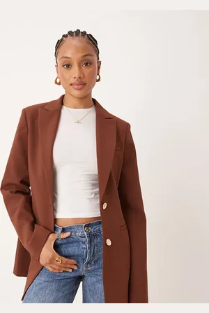 ASOS Tall - Blazer met voorgevormd heupen in chocoladebruin