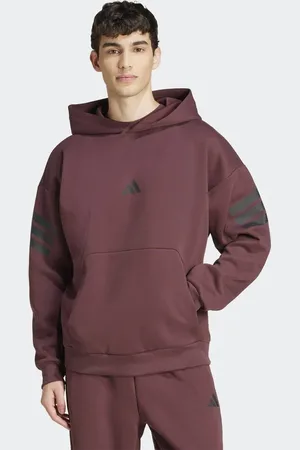 adidas Future Icons - Hoodie met 3-Stripes en zak in robijnrood / bruin