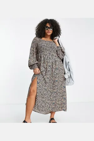 River Island Aangerimpelde midi jurk met fijne bloemenprint in