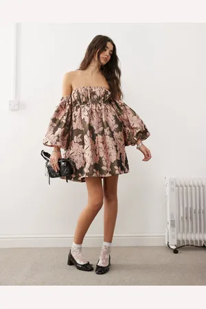 Miss Selfridge Bardotjurk van jacquard met pofmouwen en print