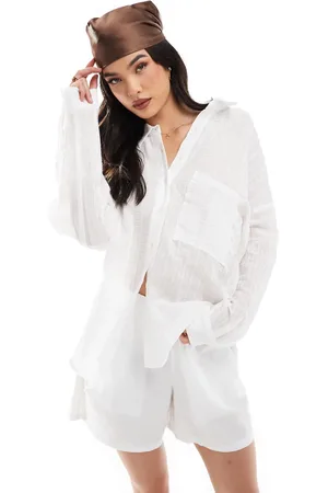 Pull&Bear Oversized overhemd van seersucker met textuur in