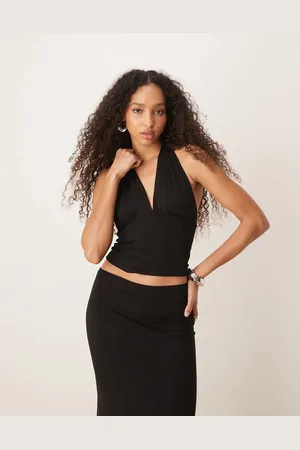 Gina Tricot Nauwsluitende, laag uitgesneden top van zachte jersey met halternek in , deel van co-ord set