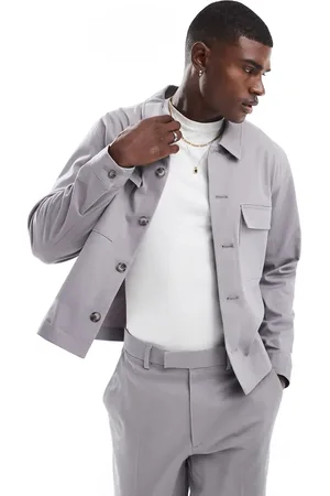 ASOS Net jack met kraagje in lichtgrijs, deel van co-ord set