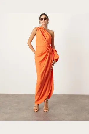 ASOS Gedrapeerde maxi jurk in oranje