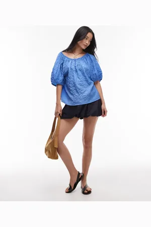 MANGO Bolle mini rok van zacht denim in indigo