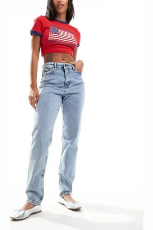 Noisy May Daisy - Mom jeans met hoge taille in gewassen lichtblauw