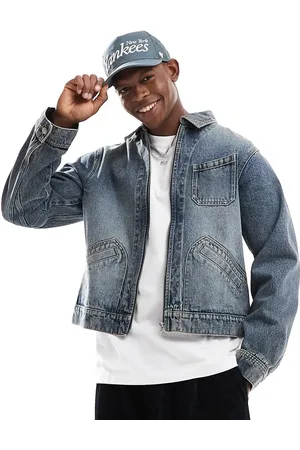 ASOS Recht denim Harrington jack in mid-wash