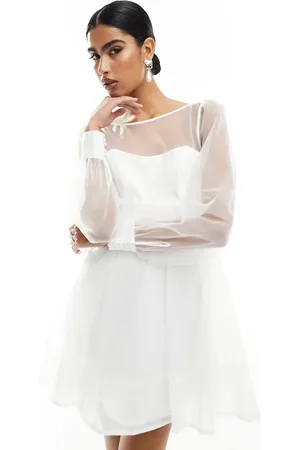 Forever New Bruidskleding - Mini-jurk van organza met strik aan de achterkant in ivoorwit