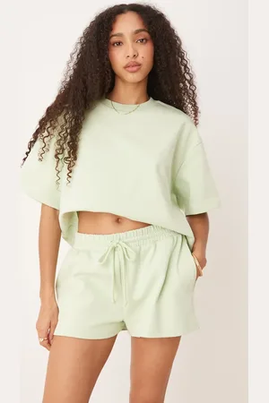 ASOS Short met interlock-naden in pastelgroen, deel van co-ord set