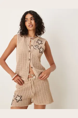 ASOS Gebreide gilet met gehaakte schelpen in , deel van co-ord set