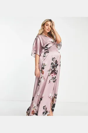 HOPE & IVY Satijnen maxi jurk met kimonomouwen in mauve