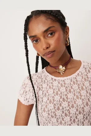 ASOS Choker-ketting op lint met goudkleurig bloemendetail