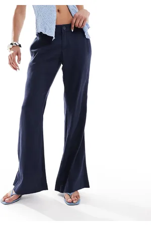 Hollister Elegante baggy flare-broek van linnenmix met lage taille in
