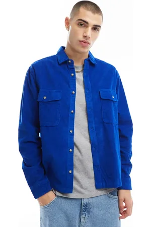 ASOS Boxy oversized overshirt van corduroy in kobaltblauw