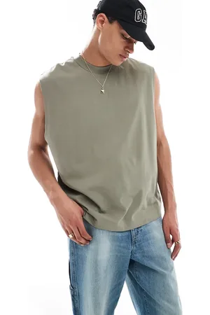 ASOS Tanktop van zware stof met oversized pasvorm in kaki