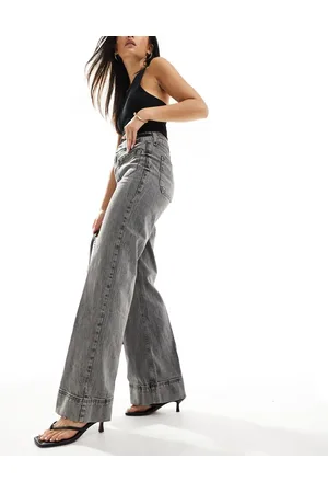 River Island Jeans met wijde pijpen in lichtgrijs