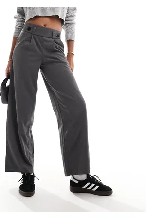 JDY Cropped elegante broek met wijde pijpen en hoge taille in donkergrijs