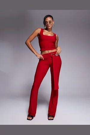 Kaiia Exclusives - Broek van gladde stof met goudkleurige hardware in , deel van co-ord set