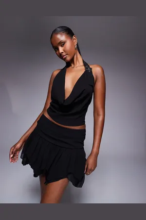 Missyempire Missy Empire - Top van chiffon met gedrapeerde halslijn en gespdetail in , deel van co-ord set