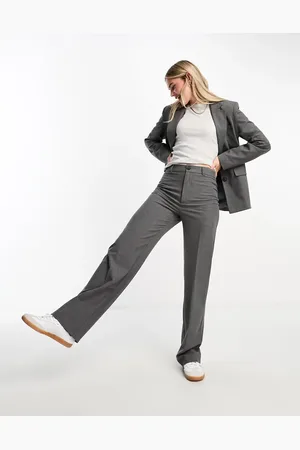 Pull&Bear Broek met hoge taille en rechte pijpen in donkergrijs, deel van co-ord set