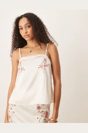 ASOS Satijnen cami met geborduurde bloemen, deel van co-ord set