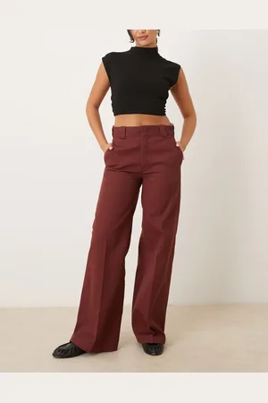 Dickies Broek met wijde pijpen in bordeauxrood