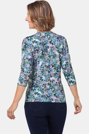 GOLDNER Betoverend mooi gedessineerd shirt - marine / sering / gedess. - Gr. 19 van