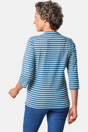 GOLDNER Sportief gestreept shirt in lang model - koningsblauw / gebroken wit / gestreept - Gr. 24 van