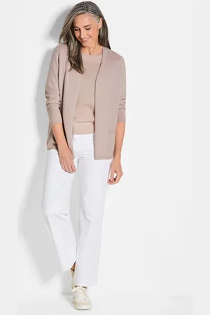 GOLDNER Lang tricot jasje van kasjmier - beige - Gr. 18 van