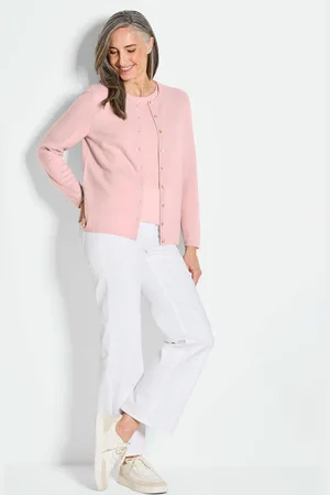 GOLDNER Tricot jasje van kasjmier met ronde hals - rosé - Gr. 21 van