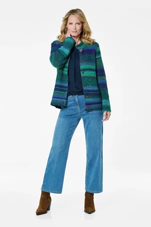 GOLDNER Tricot jasje met meerkleurige strepenlook - / groen / gedess. - Gr. 19 van