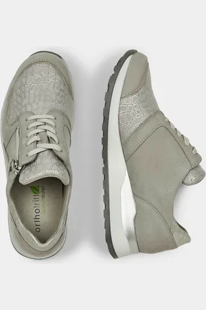 GOLDNER Sneakers in een mix van leer en textiel - steengrijs - Gr. 36 van