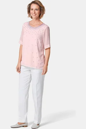 GOLDNER Blouse met glanzende pailletten - rosé - Gr. 19 van