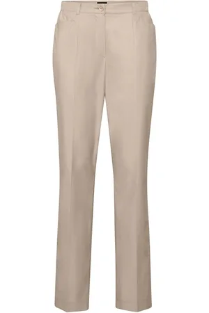 GOLDNER Katoenen stretchbroek - beige - Gr. 195 van