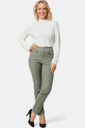 GOLDNER Warme broek LOUISA, kreukarm, band deels elastisch - kaki - Gr. 255 van